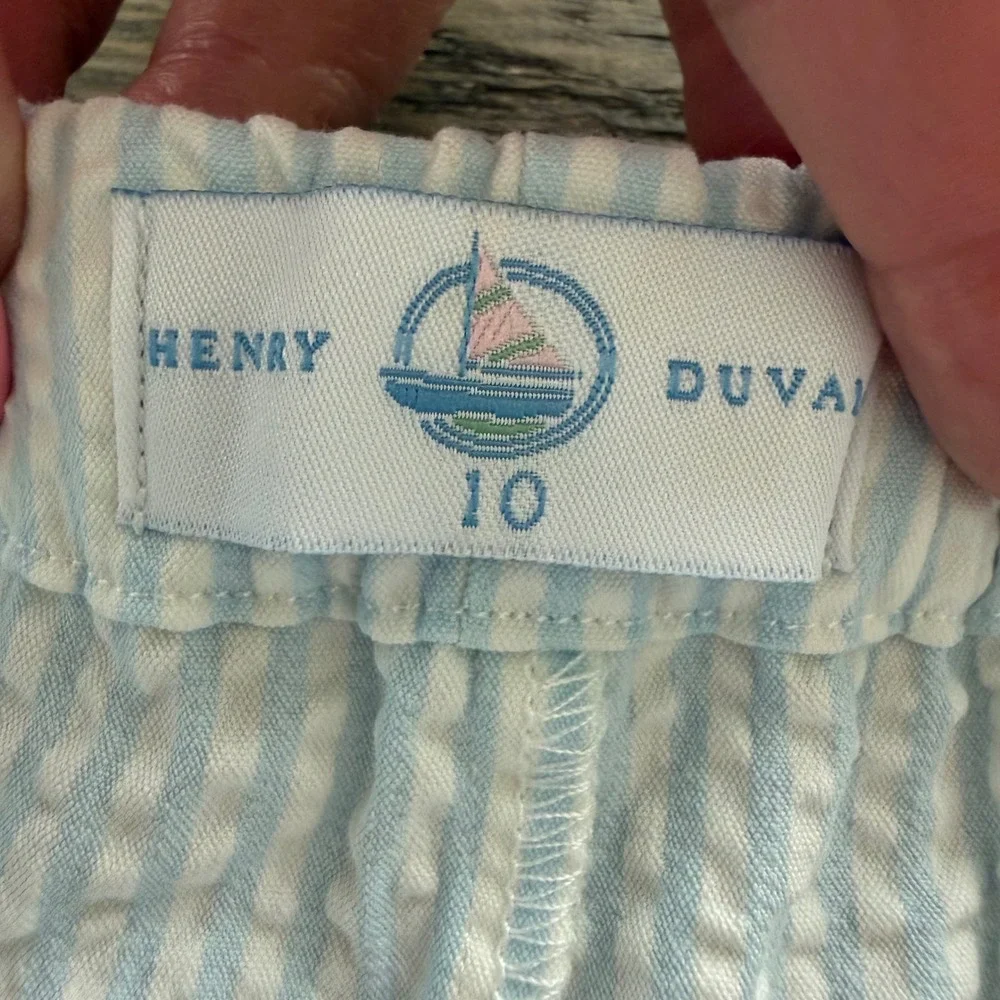 Henry Duval Boys Light Blue White Seersucker Elastic Waist Shorts Size 10